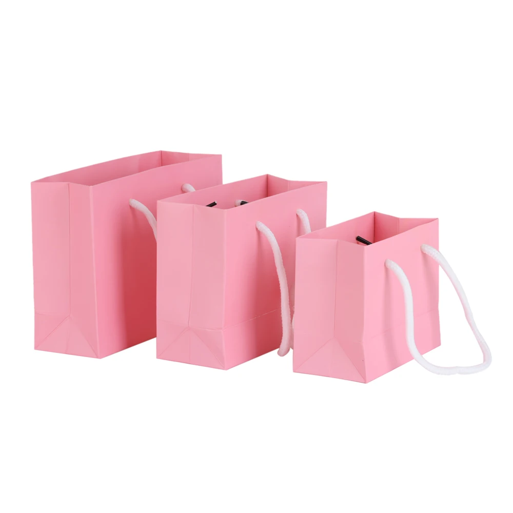 5pcs Small Paper Bags with Handle  Black White Pink Khaki Bags Wedding Birthday Party Candy Gift Packaging Bags Shopping Bags