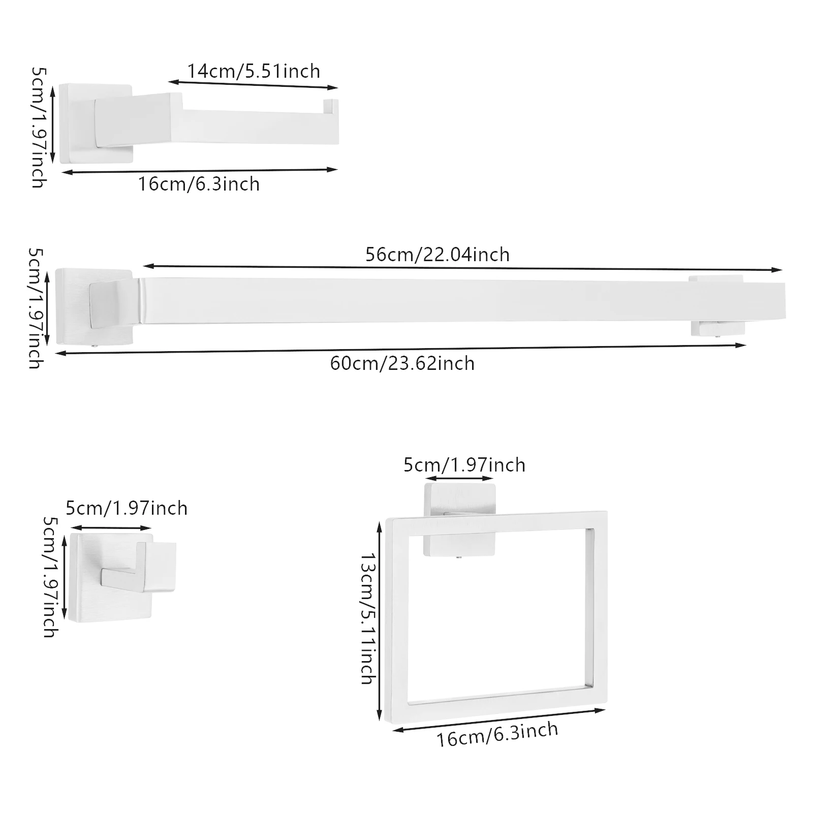 

Silver Bathroom Towel Bar Set, Towel Bar Set, Wall Mounted Towel Bar Set for The Bathroom, Kitchen, Bedroom, and Laundry Room