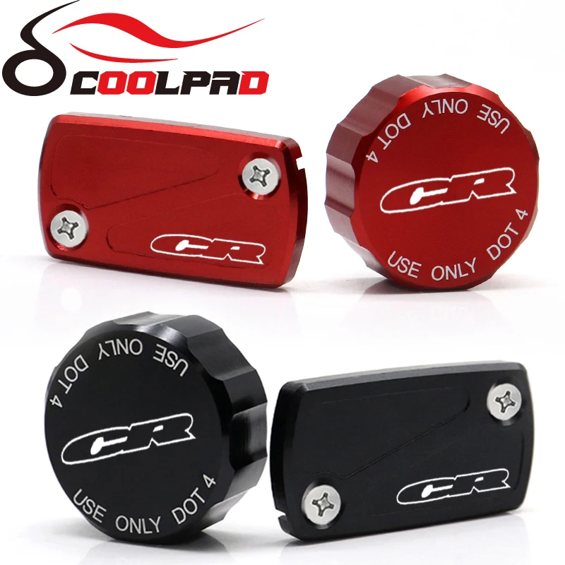 Front Rear Brake Reservoir Cover For HONDA CR 250R 125R 85R 80R 500R CR250R CR85R CR80R Motorcycle Brake Pump Oil Fluid Caps CNC