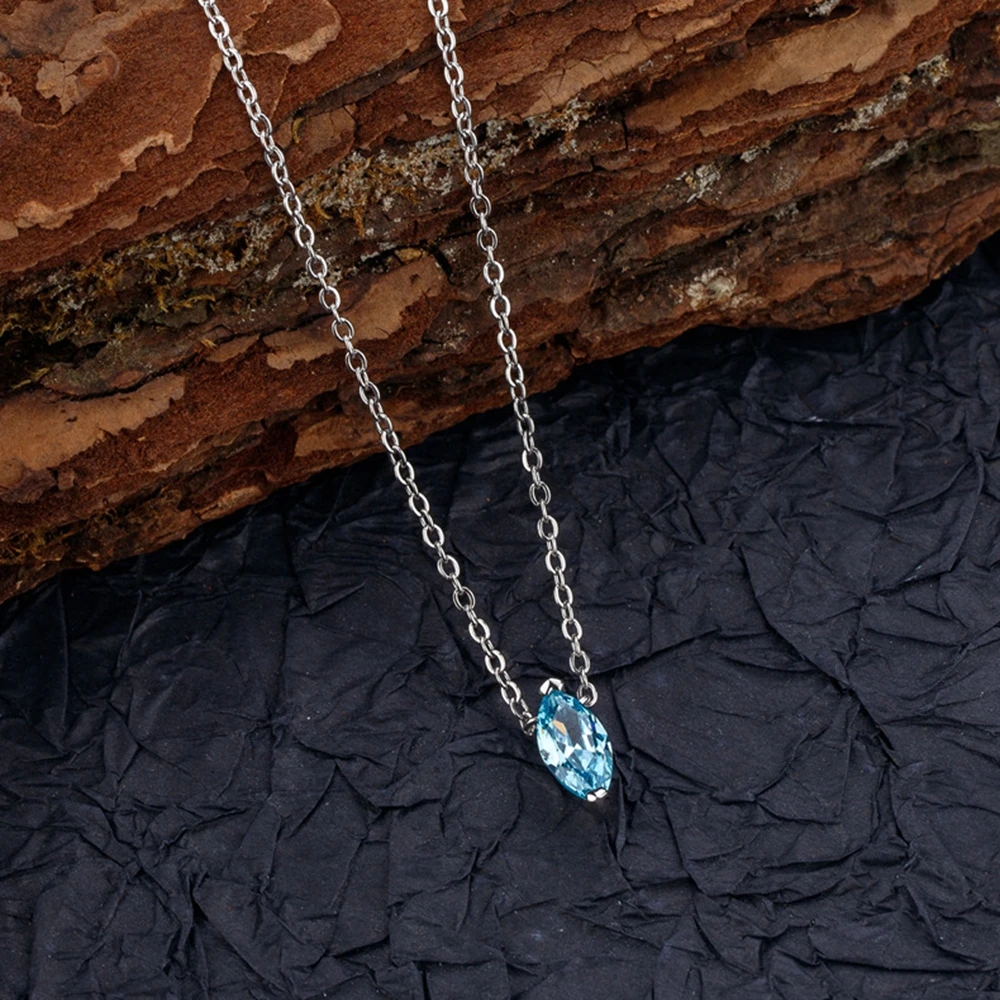 Imagem -05 - Wong Rain-marquise Cut Aquamarine Colar de Pingente de Pedras Preciosas para Mulheres Jóias Finas 100 925 Sterling Silver Atacado