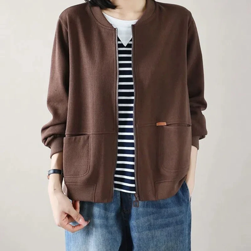 Cotton Casual Jacket Women's Korean Version Loose Oversized Long Sleeved Versatile Cardigan Sweatshirt New Baseball Jersey