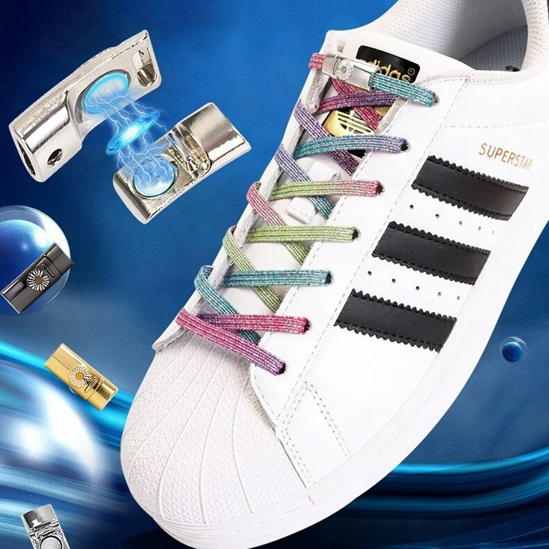 Daisy Magnetic Shoelaces Without Ties Metal Buckle Elastic Laces Sneakers Outdoor Leisure Shoes Laces Men Women Sport Shoestring