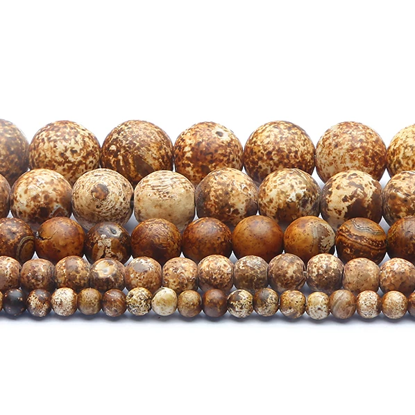 Natürliche Holzrinden-Achat-Steinperlen, runde lose Abstandsperlen für die Schmuckherstellung, DIY-Mode, Halsketten, Armbänder, Ohrringe, Zubehör – Detail 2