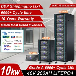 New 48V 50Ah 100Ah 120Ah 200Ah LiFePO4 Battery Pack 6000 Cycles Max 32 Parallel Built-in BMS Inverter Lithium Ion Battery No Tax