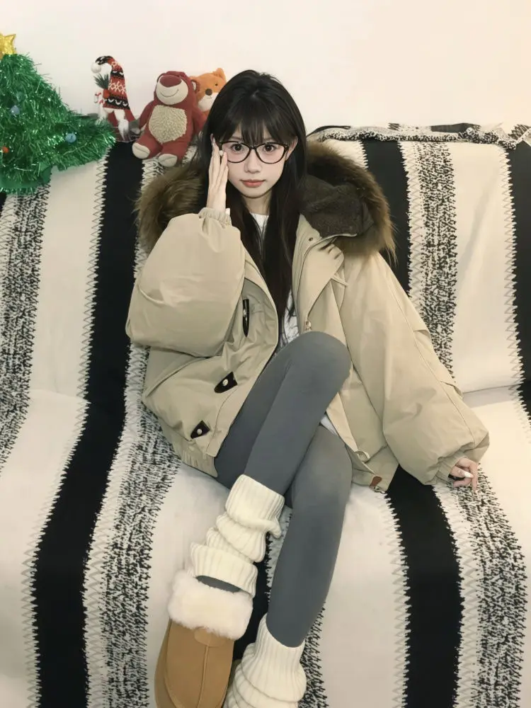 

Парка женская зимняя Kawaii, комфортная, с изогнутой талией, в стиле милитари, стильная, с декоративной строчкой, в японском стиле, теплая, спортивная, с круглым низом, для офиса (OL)