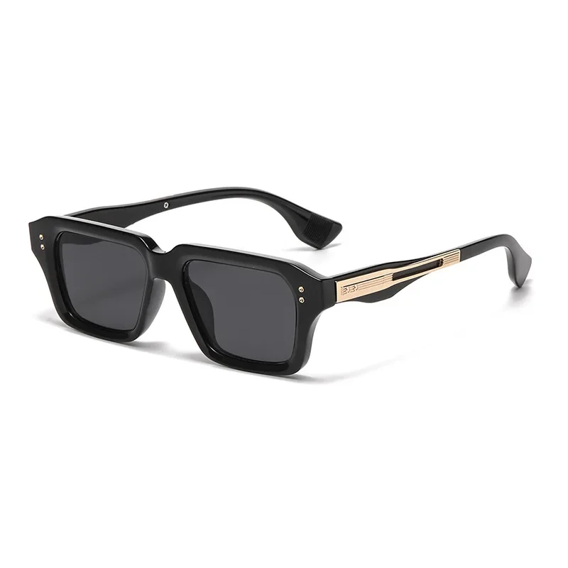 Black Sports Sunglasses Rivet Metal Frame Large Square Gold Frame Gold Colored Metal Rivets Sunglasses Designer Black... From  main image 3
