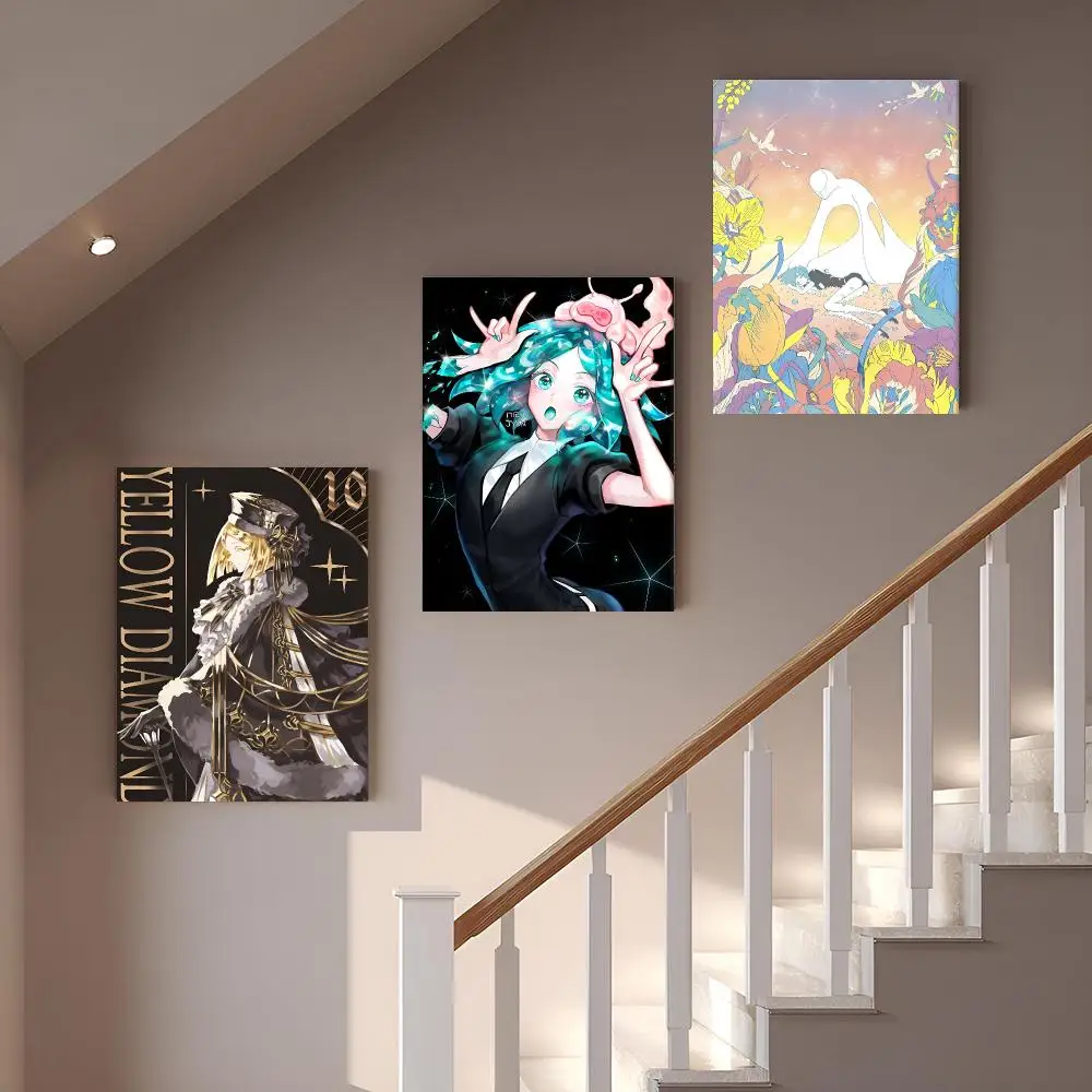 Anime L-Land of the Lustrous Framed Wall Painting Vintage Framed Wall Art Poster Canvas Elegant Home Decor Painting