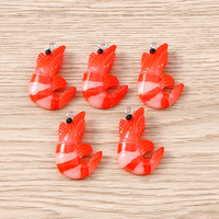 Tusember 10Pcs Cute Simulation Animals Resin Shrimp Charms Pendants for Necklace Bracelets Jewelry DIY Keychain Accessories