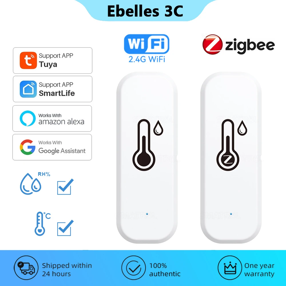 Tuya Zigbee Wifi Temperatuursensor Smart Home Thermometer Smart Life Automatisering Woonwerk Met Alexa Google