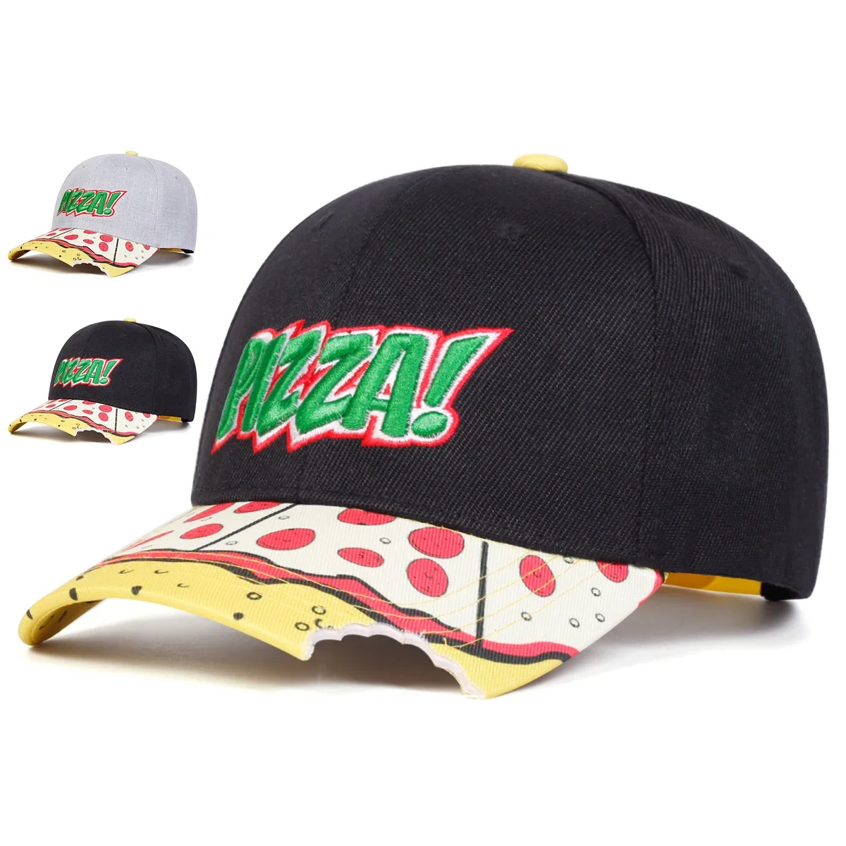 Unisex PIZZA Letter Embroidery Baseball Caps Outdoor Adjusta