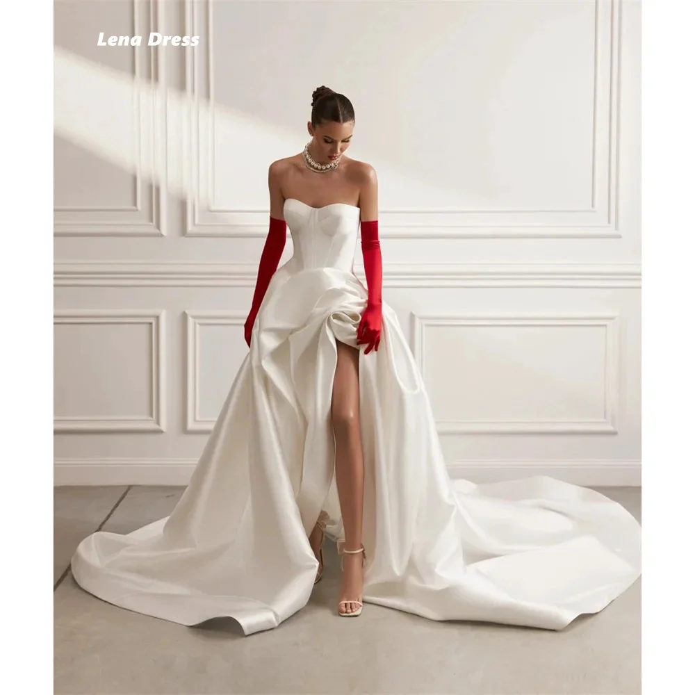 

Lena Wedding Dress Evening Dresses Woman Elegant Party Dress Luxury Dresses Women 2024 Custom Made Side Slit Satin Strapless