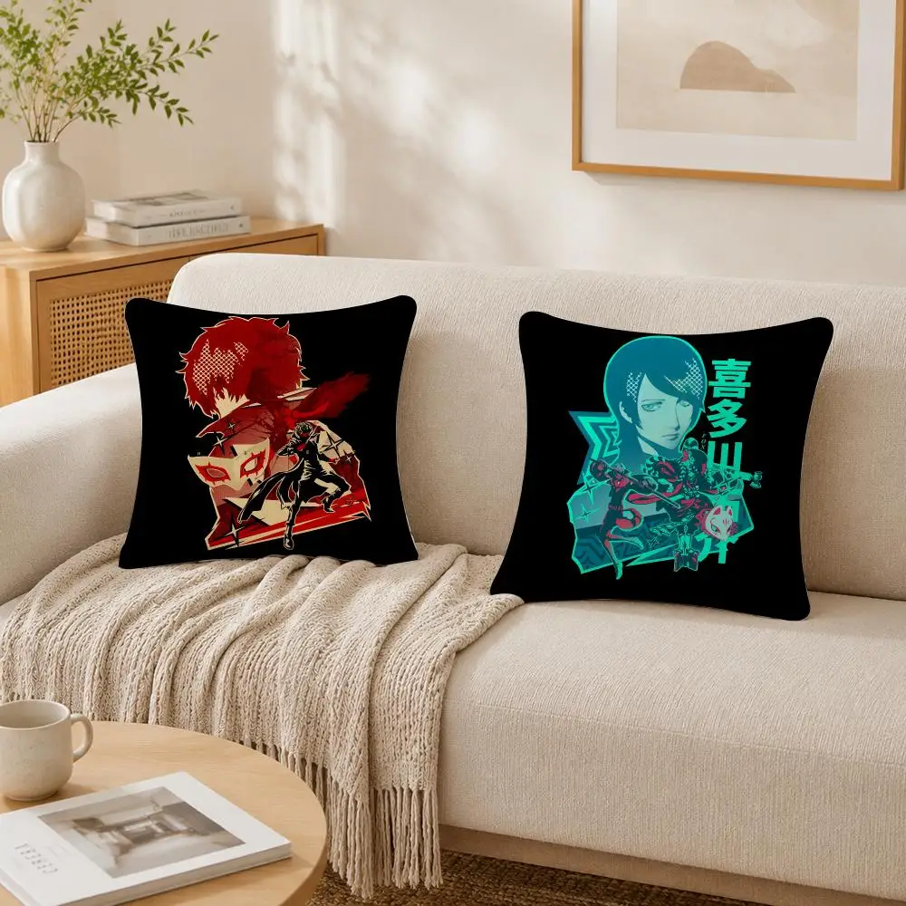 Classic Anime Game P-Persona 5s Cushion Cover Plush Decorative Pillow Case With Hidden Zipper Fashion Room Decor For Home