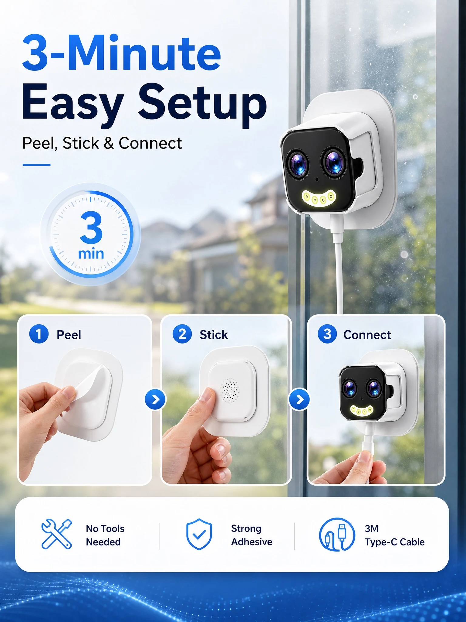 OKAM PRO Window Camera Dual Lens 10X ZOOM 5G WIFI Camera HD 10MP Dual Stand Night Vision Bidirectional Intercom Mobile Detection