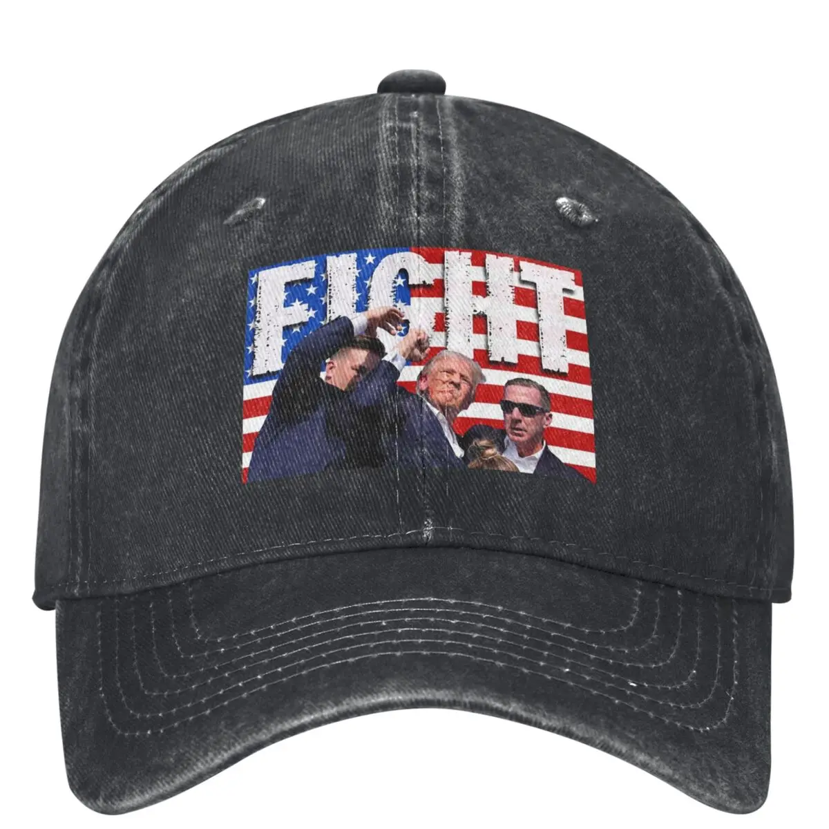 

Trump Shot Failed Assassination Fight American Flag Baseball Caps Accessories Support Trump For President Sun Cap Adjustable