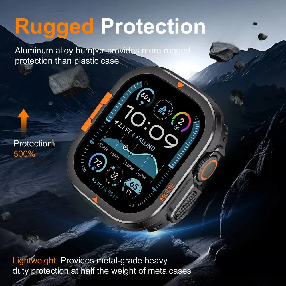 MEN Metal Case for Apple Watch Ultra 49mm Case Series 10 46mm Aluminum Alloy Cover for IWatch Ultra 49mm 10 46mm Bumper Frame