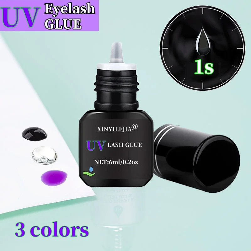 Cola uv para cílios, 6ml, extensão de cílios postiços, adesivo fotopolimerizado coreano 1s, secagem rápida, suprimentos profissionais de longa duração