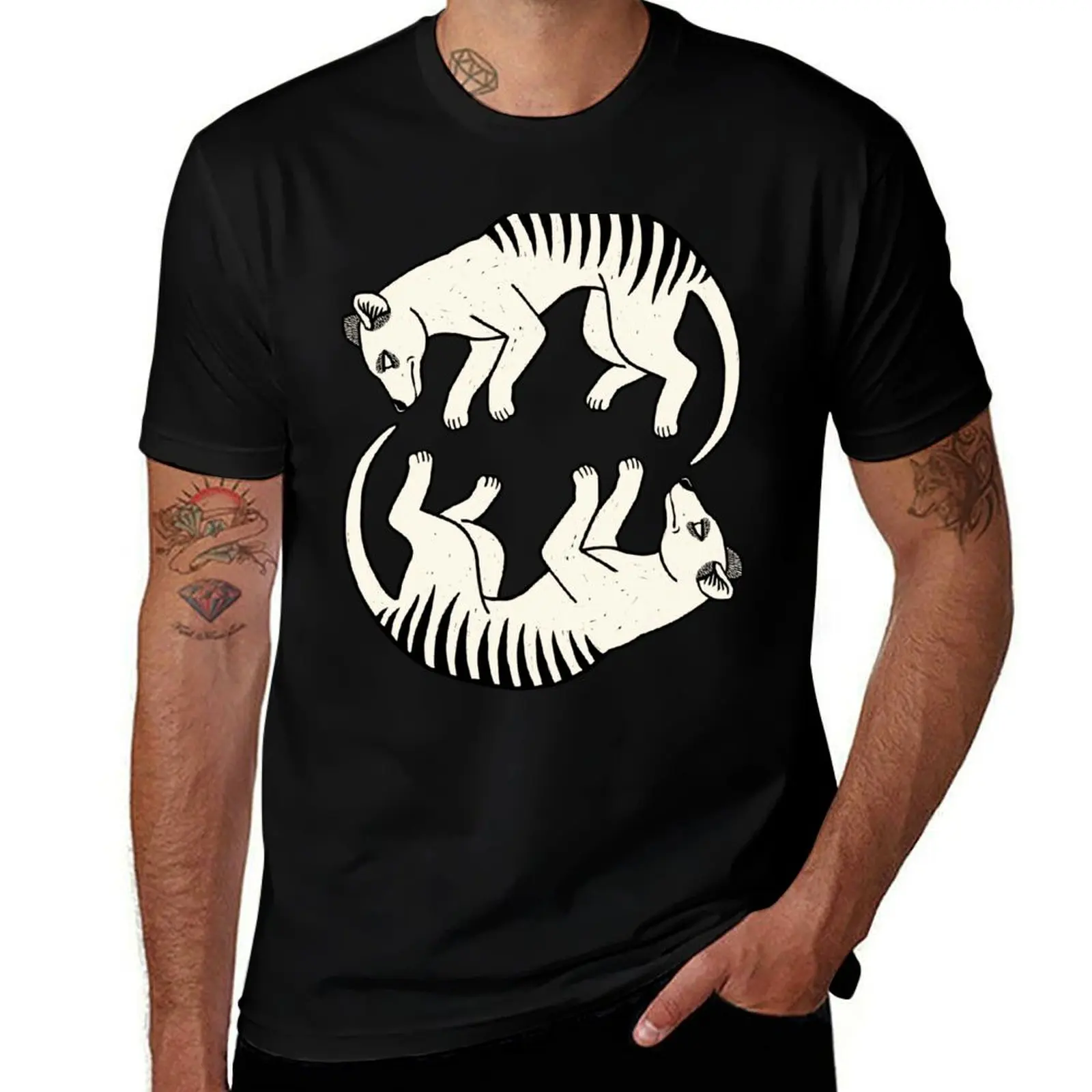

Thylacine Lovers - Woodcut 4 T-Shirt t shirt for man man t shirt cotton high quality T-Shirt