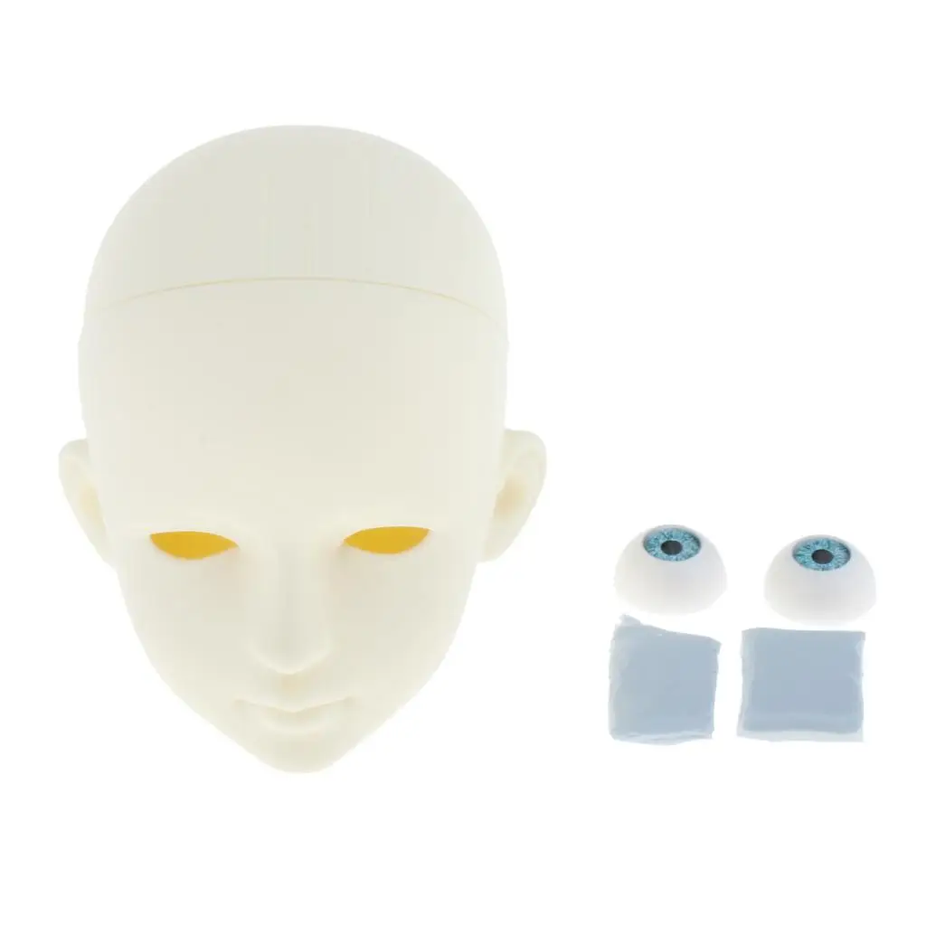 1 3 Doll Head White Skin BJD Doll Faceplate Shell Plastic Backplate with Eyes for 60cm Ball Jointed Doll