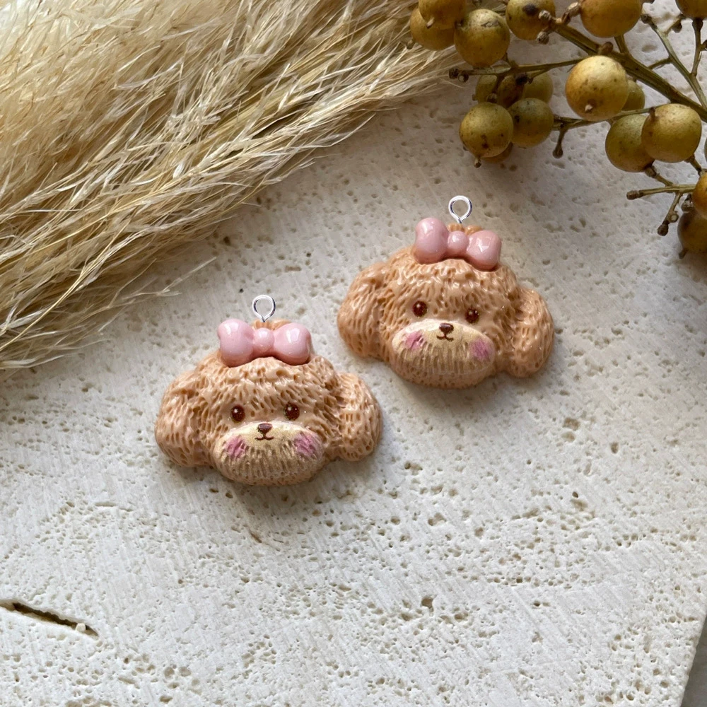 10 قطعة Kawaii اليدوية الكلب رئيس قلادة لصنع المجوهرات النتائج الإبداعية الراتنج الحيوانات السحر فلاتباك لتقوم بها بنفسك أقراط C805