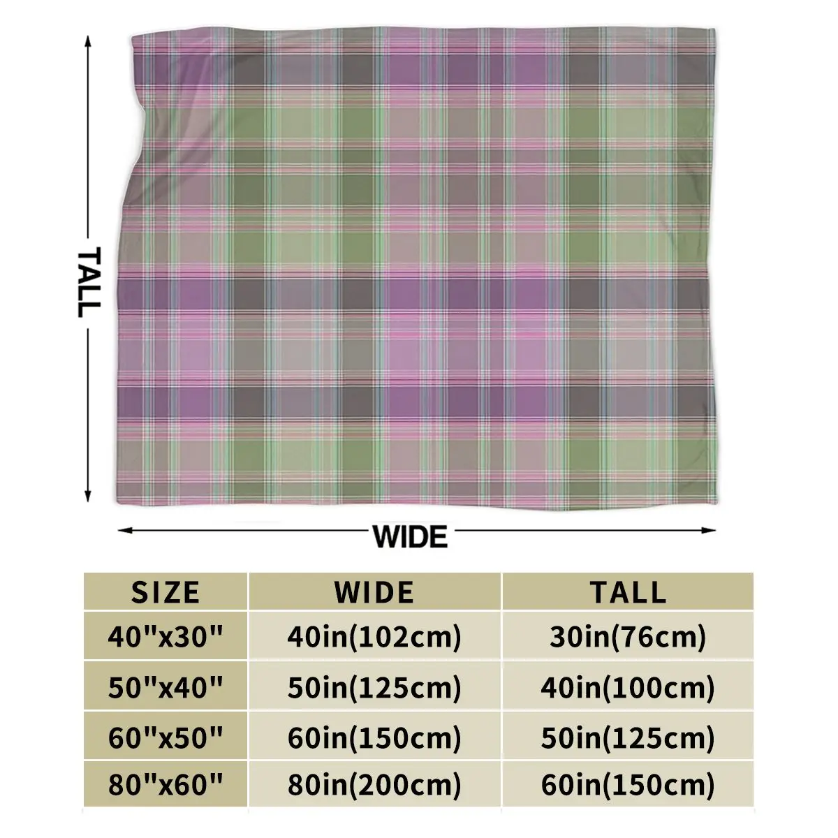 Green And Lilac Tartan Plaid Blanket Soft Warm Flannel Throw Blanket Bedspread for Bed Living room Picnic Travel Home Couch