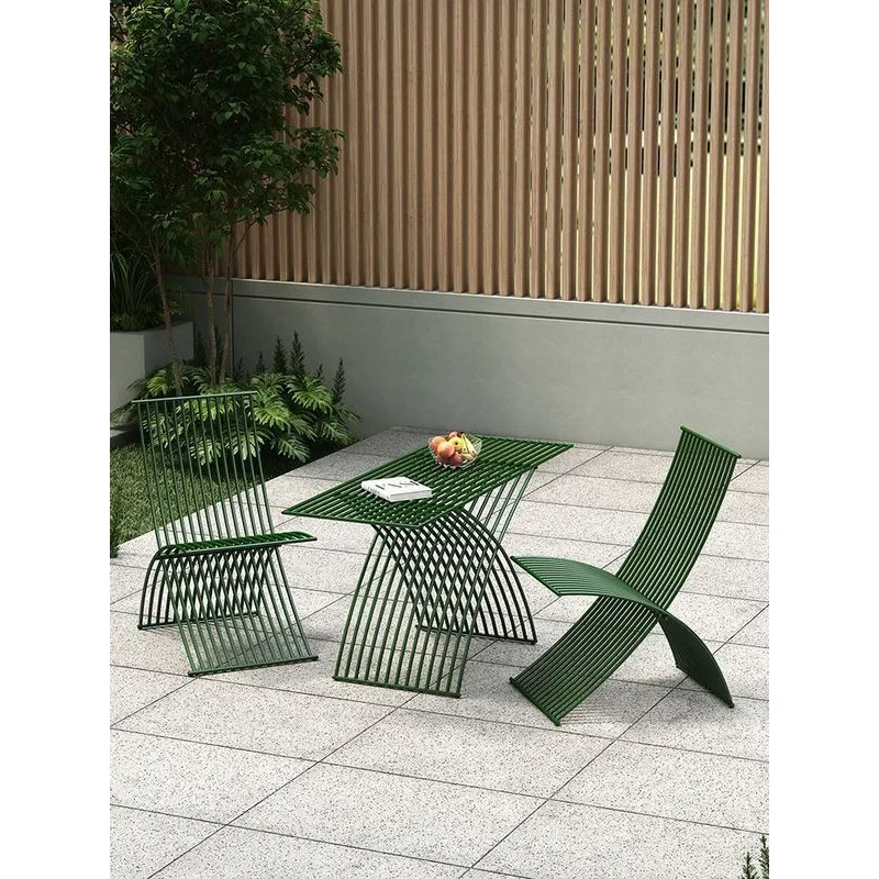 Nordic Modern Simple Outdoor Iron Folding Table and Chair Combination Open-air Leisure Fashion Chair Outdoor Furniture Set