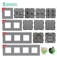 BSEED PC Matte Socket Frames RJ45 CAT5 TV Satellite Type-c Double USB Sockets Wall Button Switch Function Parts  Free Combinatio