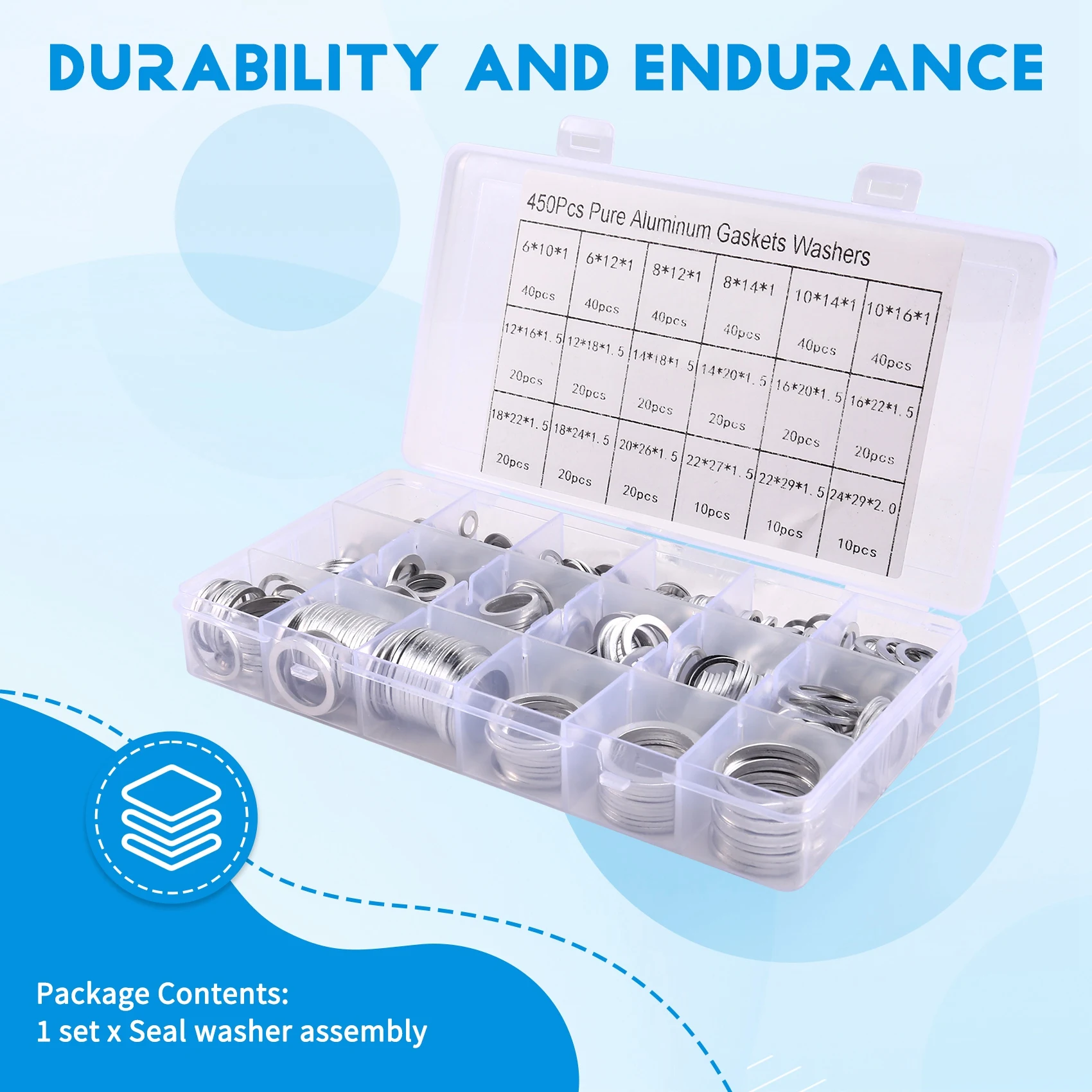 AT14 Aluminum Flat Gaskets Sealing Rings Washers Assorted Gasket Sealing Washer Assorted Metal Sealing Washer Assorted