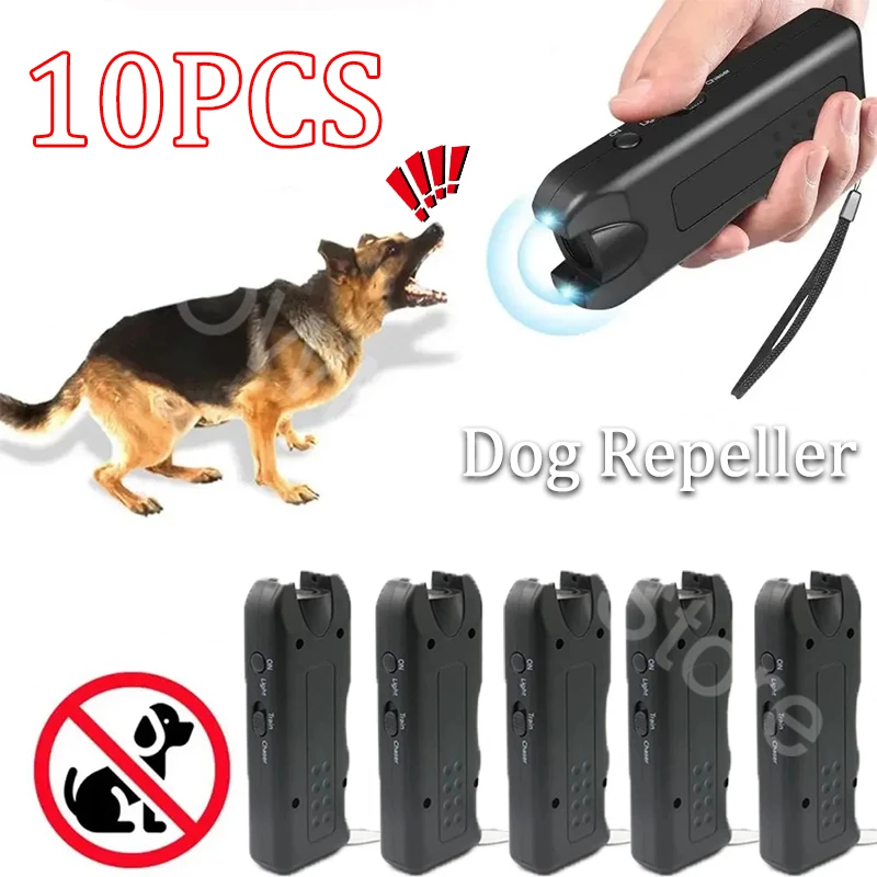 Ultrasonic Automatic Bark Stopper Handheld Dog Bark Suppressor with LED Light Repeller Trainer Battery Powered for All Size Dogs