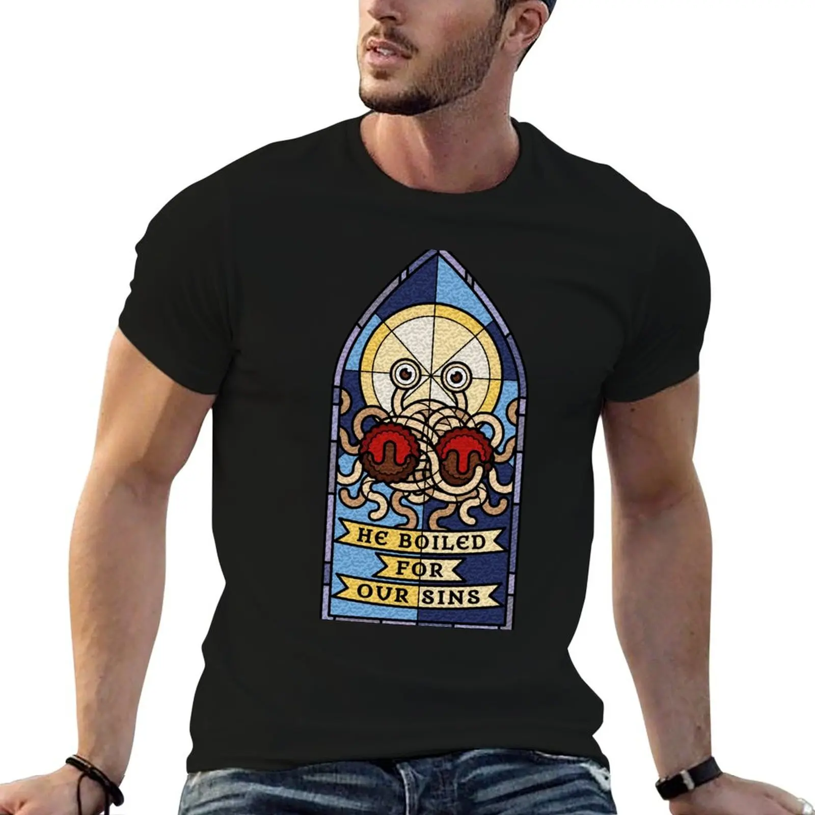Pastafarian (He boiled for our Sins) T-Shirt Lightweight Casual Summer T-Shirt