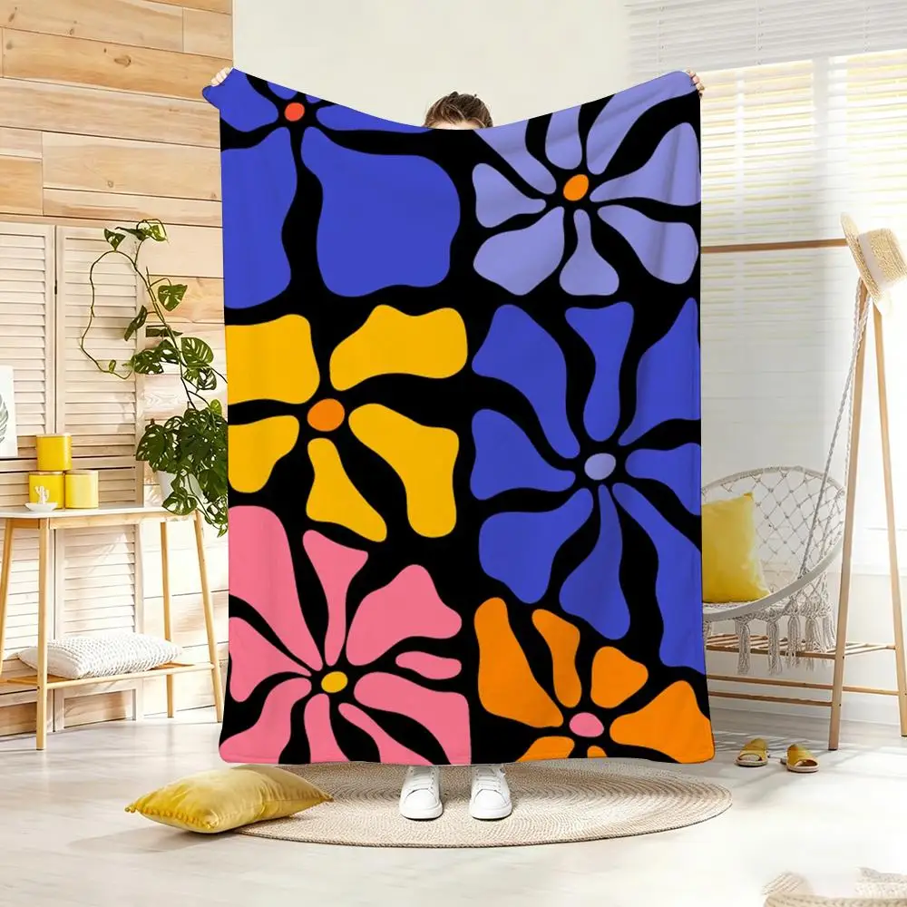 Matisse A-Abstract Floral CutOut Throw Lightweight  Flannel Blanket Soft Skin-friendly for Summer Cooling