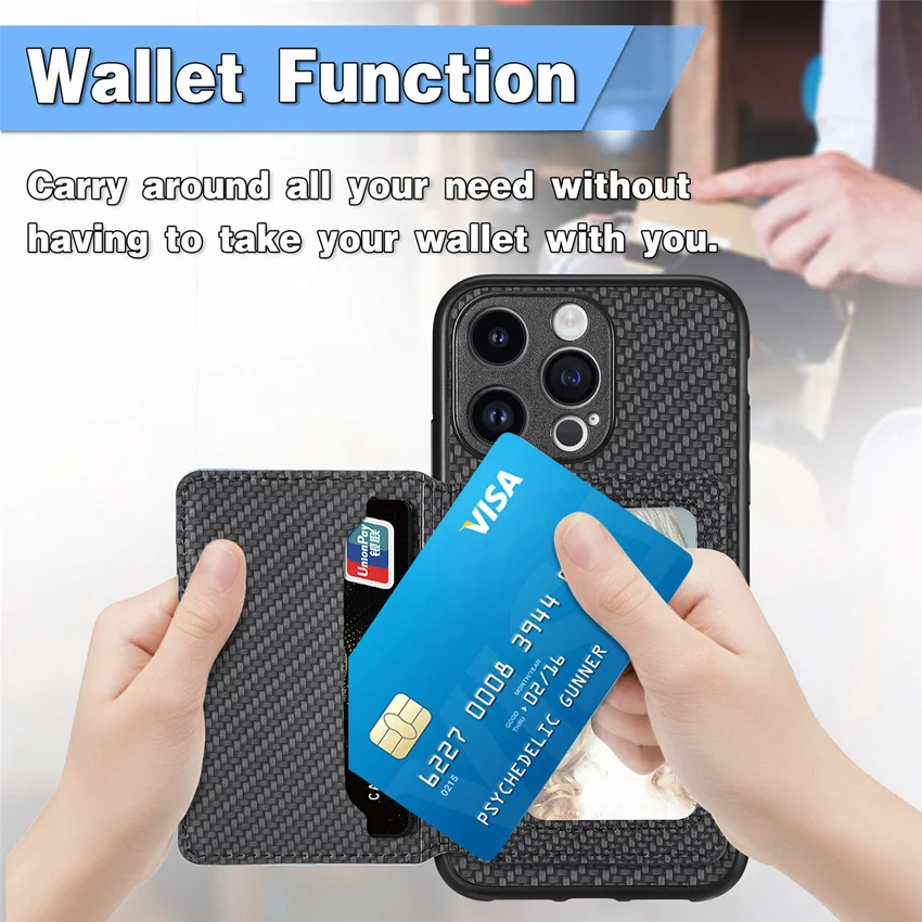 Carbon Fiber Case For Xiaomi Mi 10 10T 11 I 12 12T 13 Pro Lite Ultra 13T Civi2 2in1 Magnetic Card Bag Photo Frame Cover