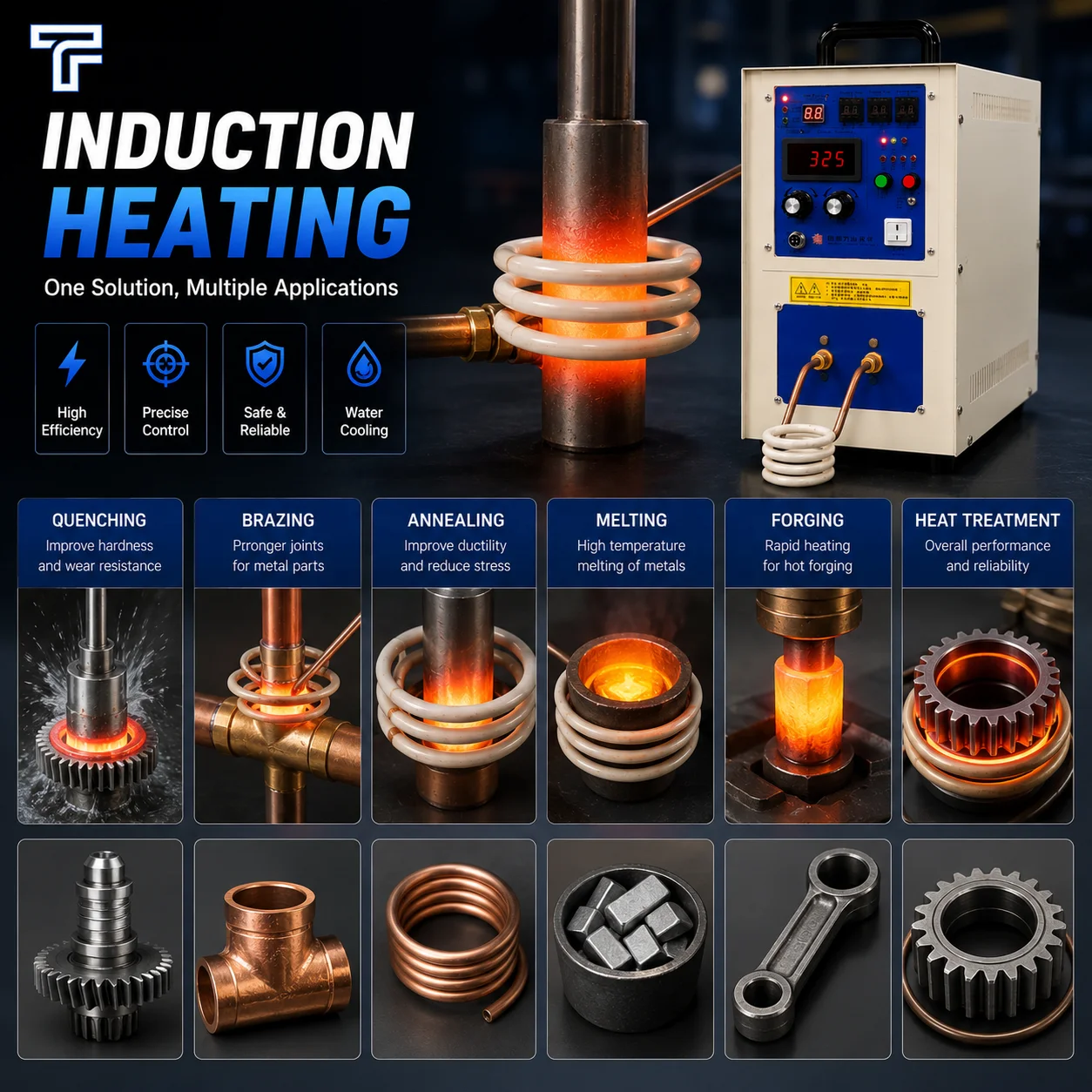 Multi Function Induction Heating Machine For Forging Brazing And Annealing