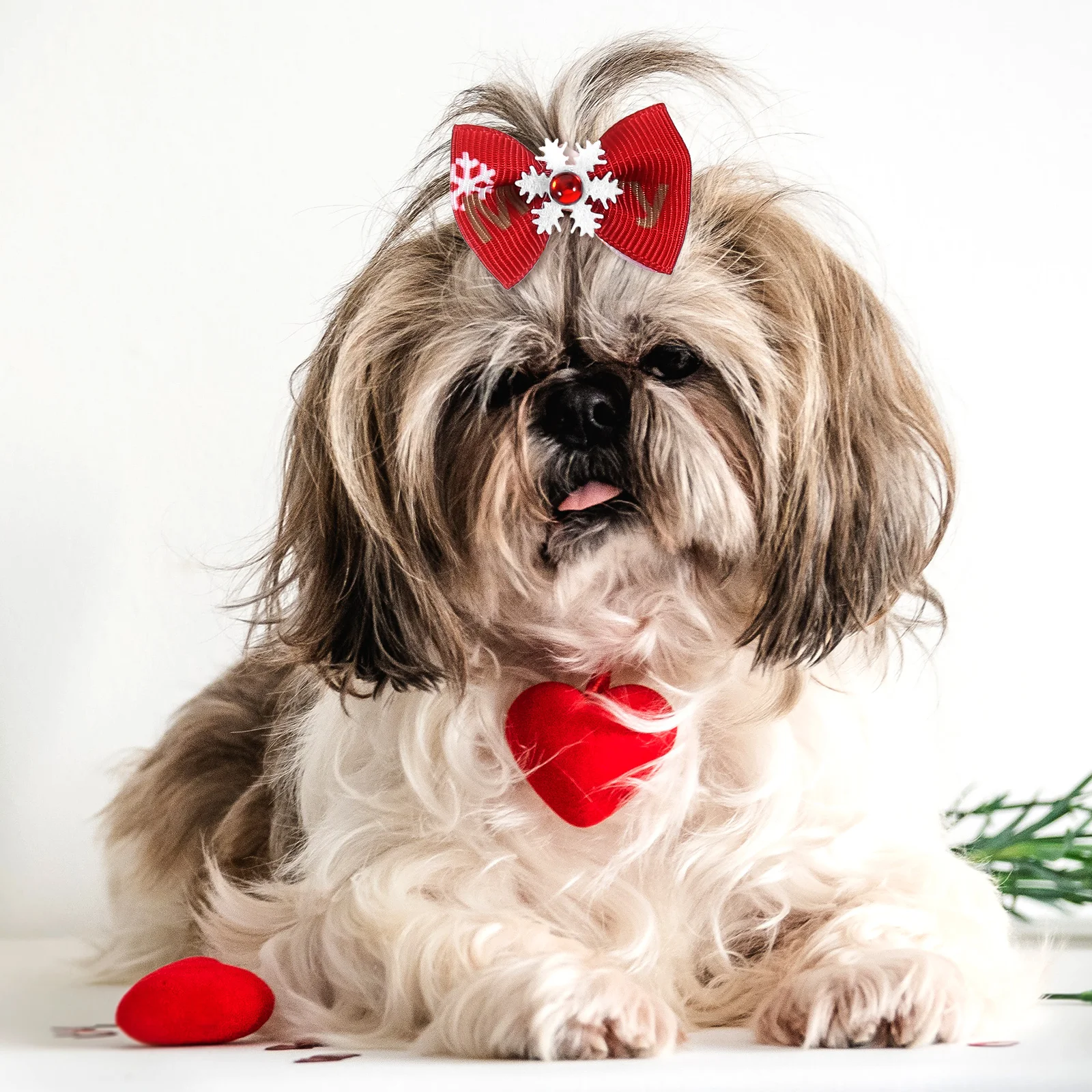 50Pcs Pet Dogs Christmas Hair Bows Puppy Hair Bow with Rubber Bands Christmas party decor Pet hairdress Supplies (losowy styl)