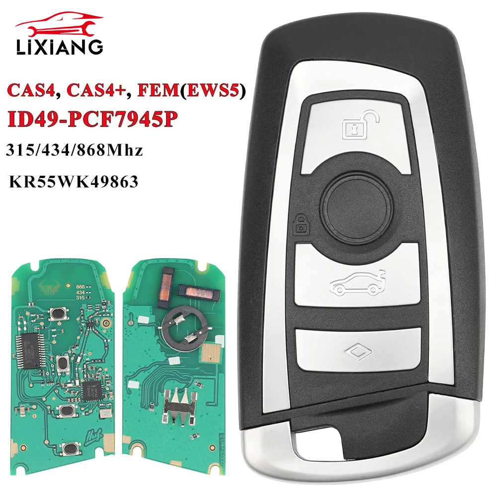 LIXIANG 315/433/868Mhz Smart Remote Key KeylessGo For BMW 3 5 7 Series 2009-2016 CAS4 F System Fob KR55WK49863 pcf7945