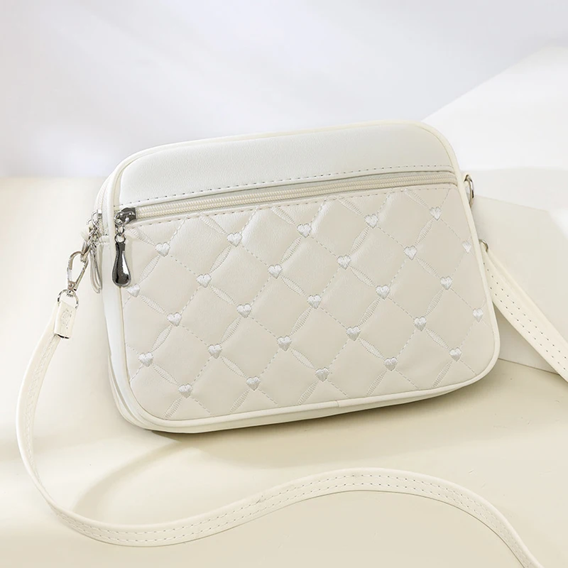 Women's Sling Shoulder Small Square Handbag Quilted Design PU Leather Crossbody Bag Versatile Messenger Bag