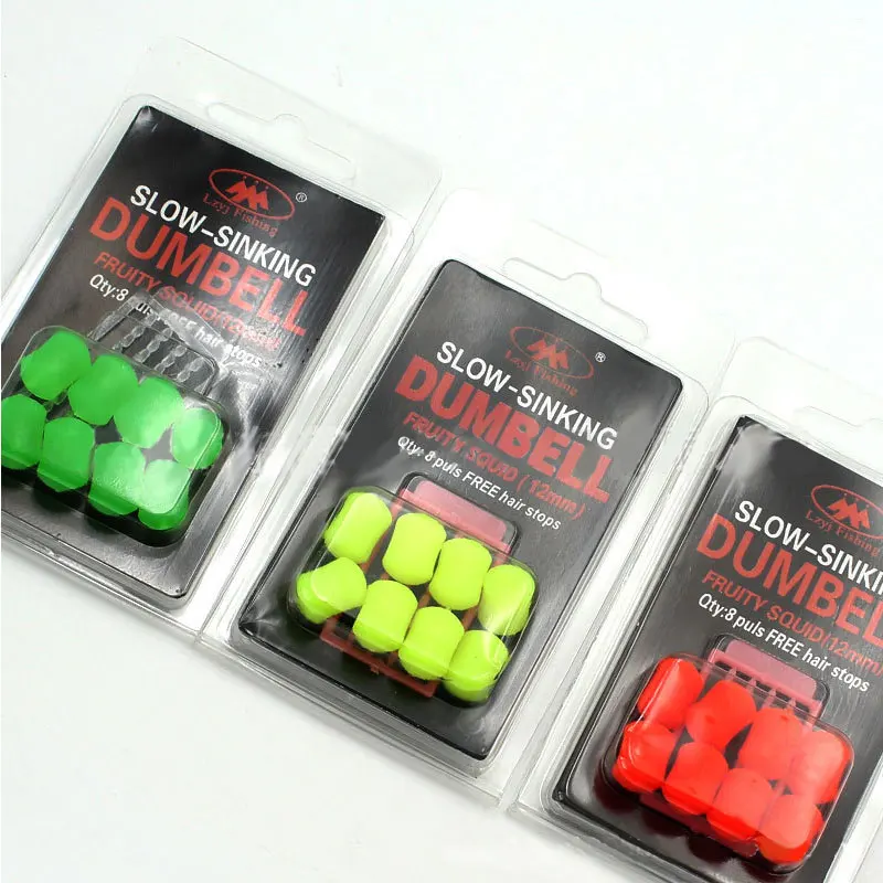 8Pcs/Pack Slow Sinking Dumbells Bait Fruity Squid Flavour Fake Food Carp Fishing Tackle Artificial Bait Fishing Accessories