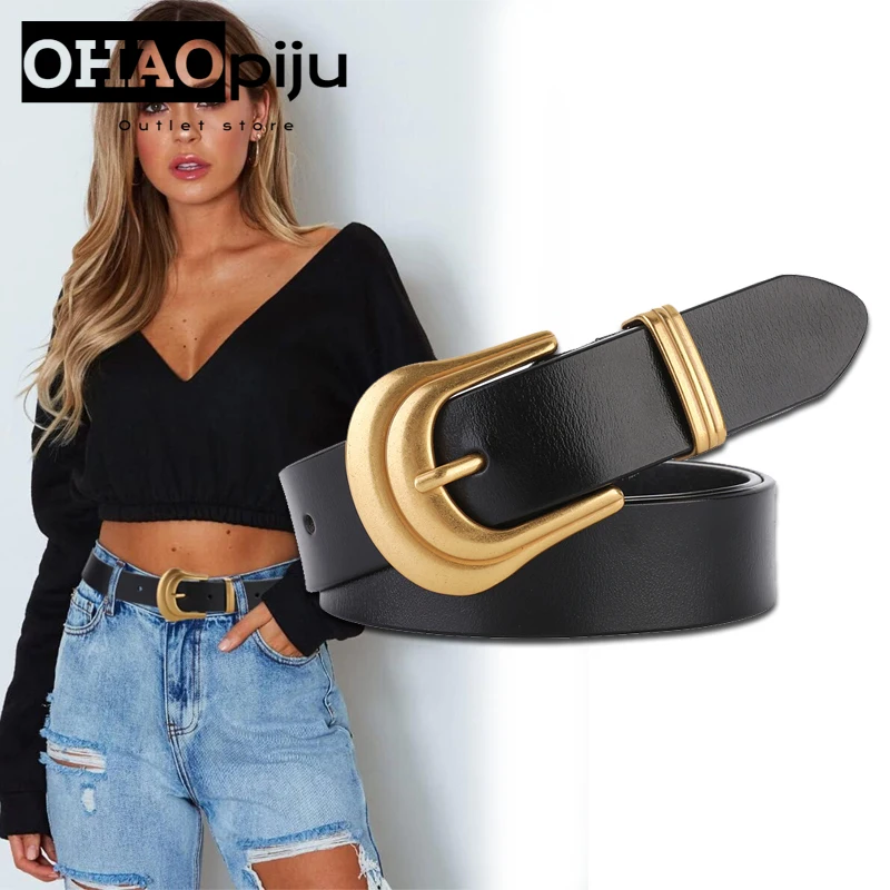 

2024 High Quality Metal Buckle Women's Western Cowgirl 2.8cm Leather Belts for Jeans Pants Dresses with Vintage Silver Buckle