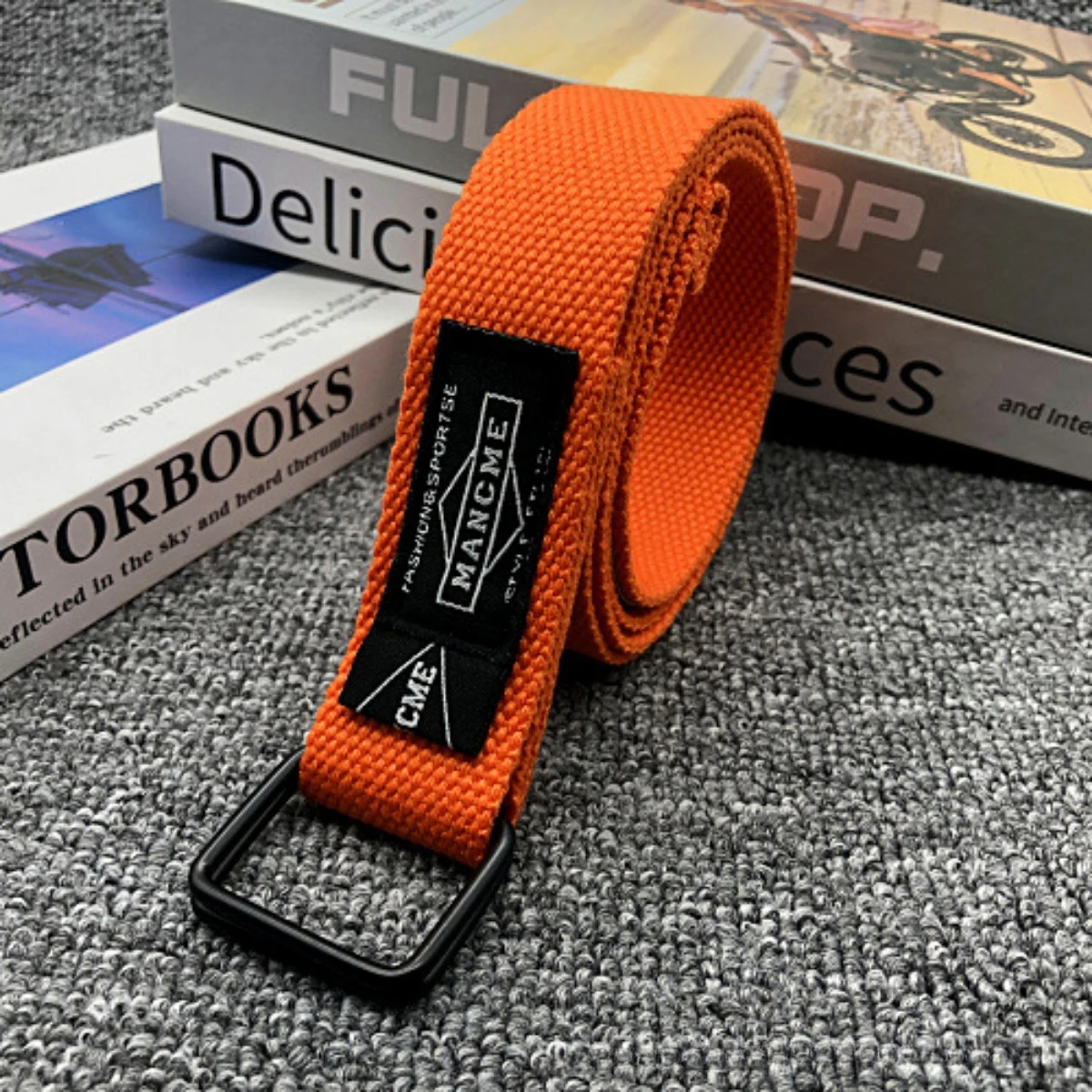 120cm Fashion Double Buckle Woven Canvas Belt for Women and Men Sports Waist Belts Accessories