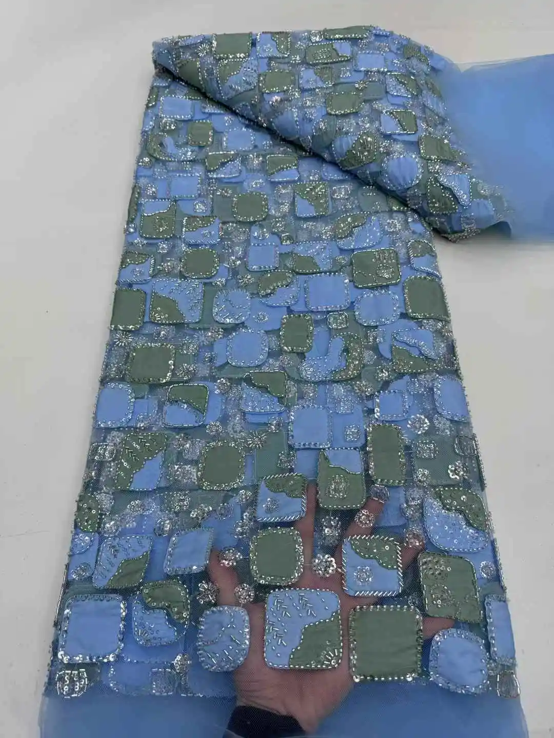 2025Latest Elegant Best Quality Mixed Colors Luxurious ChiffonTube Lace With Stones fabric For Party Evening Dresses U_Ge6582