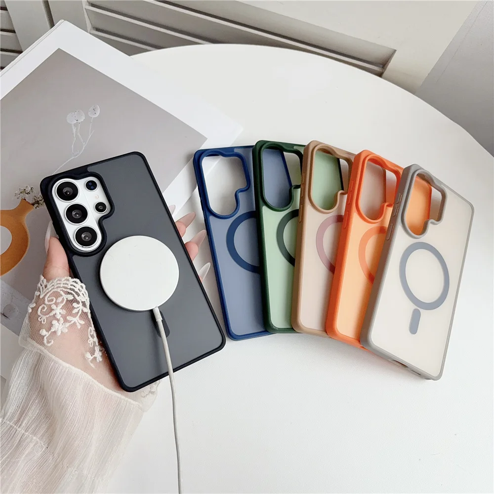 Tough Magnetic Case For Magsafe Samsung Galaxy S23 FE S24 Plus S25 Edge S26 Ultra A54 A55 A16 A36 A56 A17 A37 A57 Slim Cover