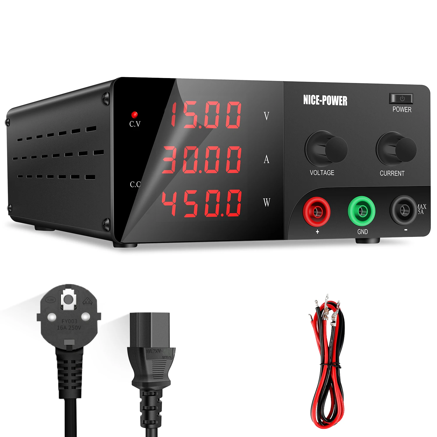 NICE-POWER R-SPS1530 15V 30A Laboratory DC Regulated Switching Power Supply Electrolytic Plating Repair 12V Battery Charger