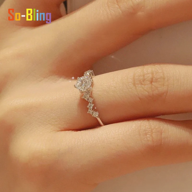 So-Bling 1 قيراط مويسانيتي خاتم 925 فضة هندسية النجوم خواتم للنساء مجوهرات الزفاف هدية للذكرى السنوية #5