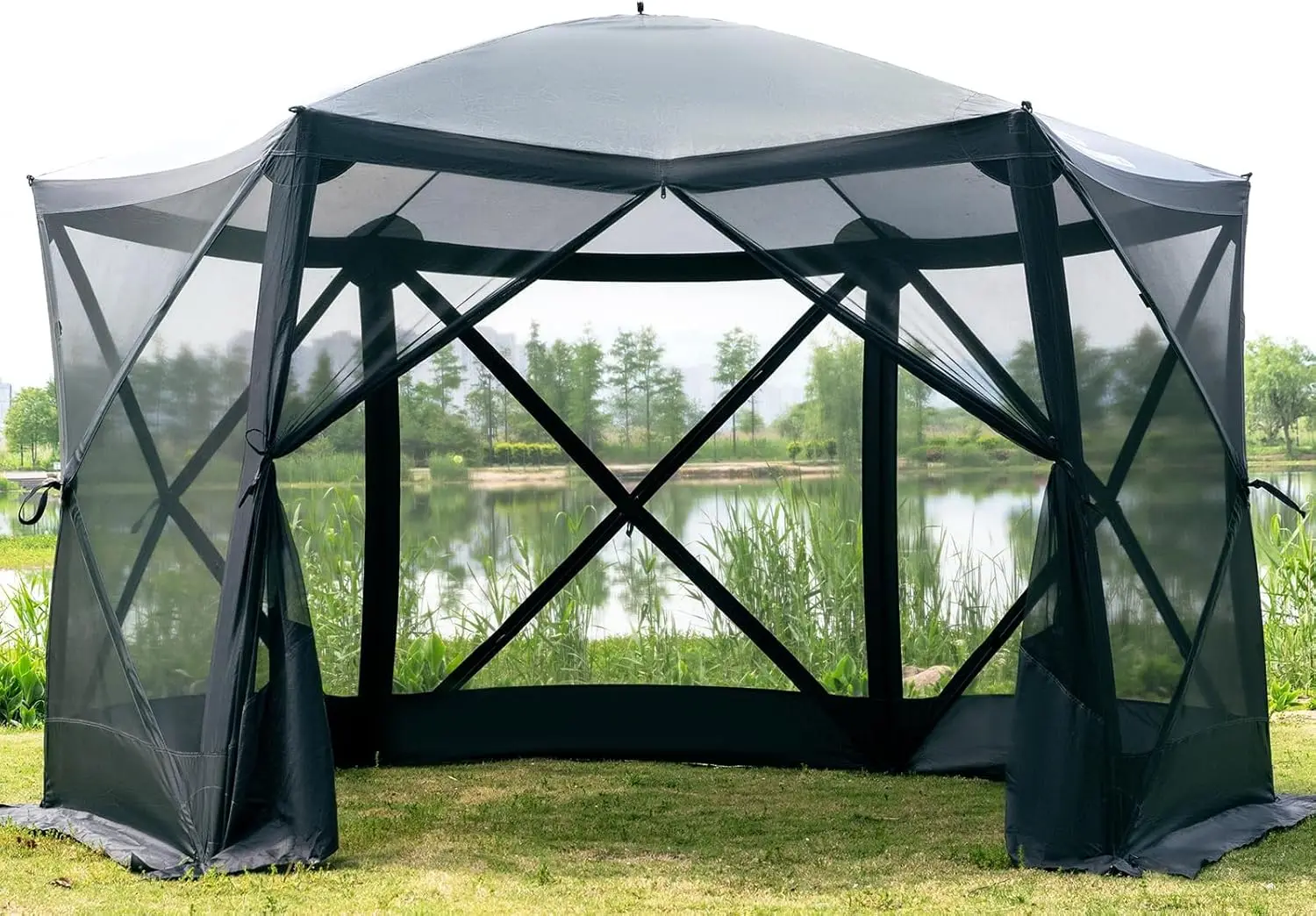 Pop Up Gazebo Screen House Tent for Camping 11.5 ft for 8-10 Person Instant Canopy Shelter with Netting Portable for Outdoor