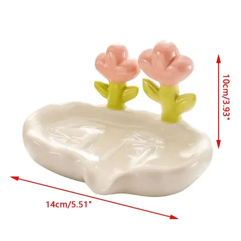 2Pcs Flower Soap Box No Punching Soap Box High Aesthetic Value No Water Accumulation Plastic Soap Box