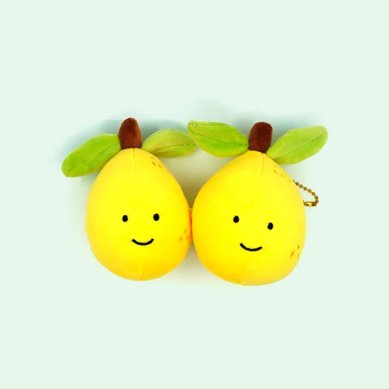 Cute Lemon Plush Toy Chaveiro, Boneca de frutas e vegetais dos desenhos animados, Pingente Chaveiro, Encantos de mochila, Decoração do saco do carro