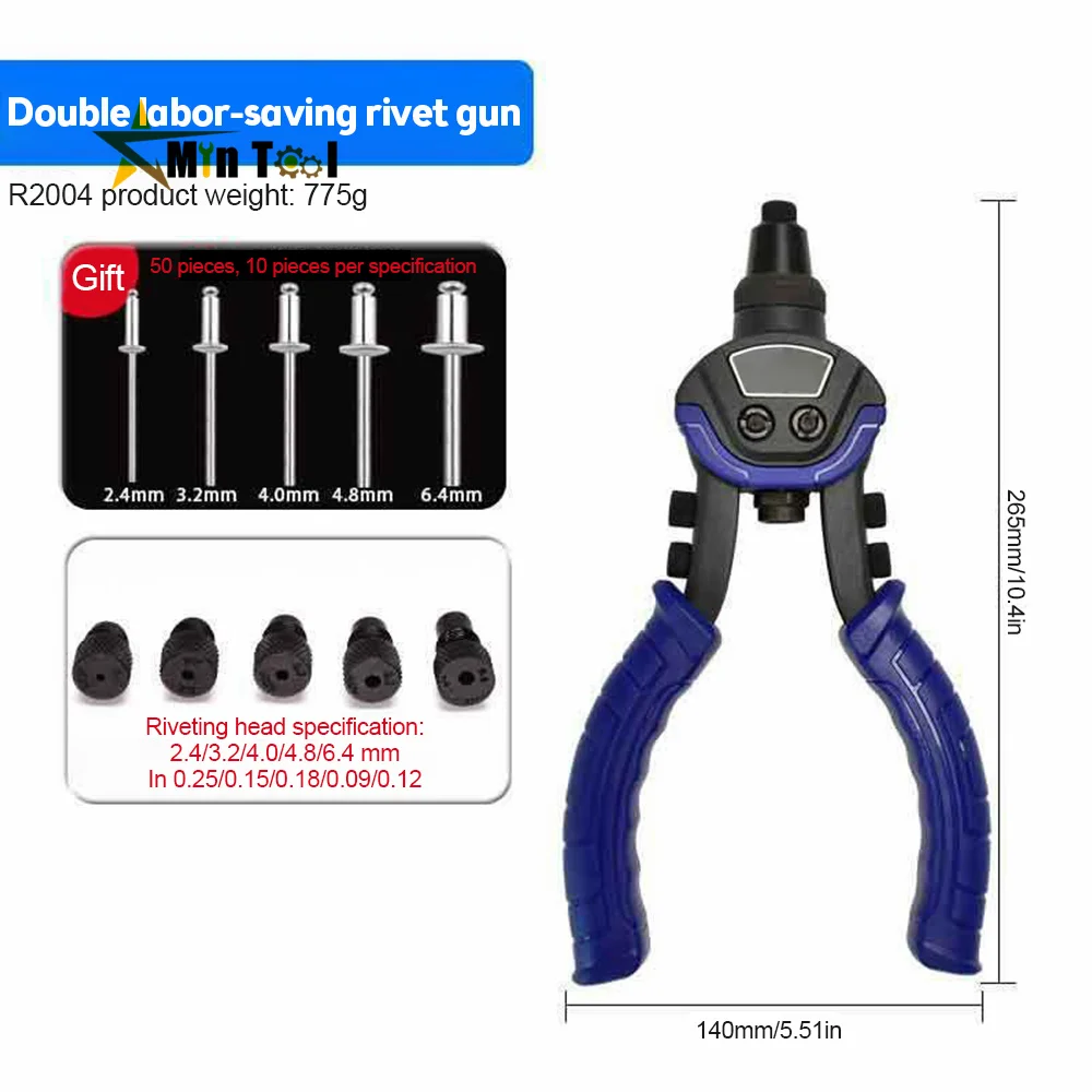 Hand Threaded Rivet Nuts Gun BT606 M3 M4 M5 M6 M8 Double Insert Manual Riveter Gun Riveting Rivnut Tool