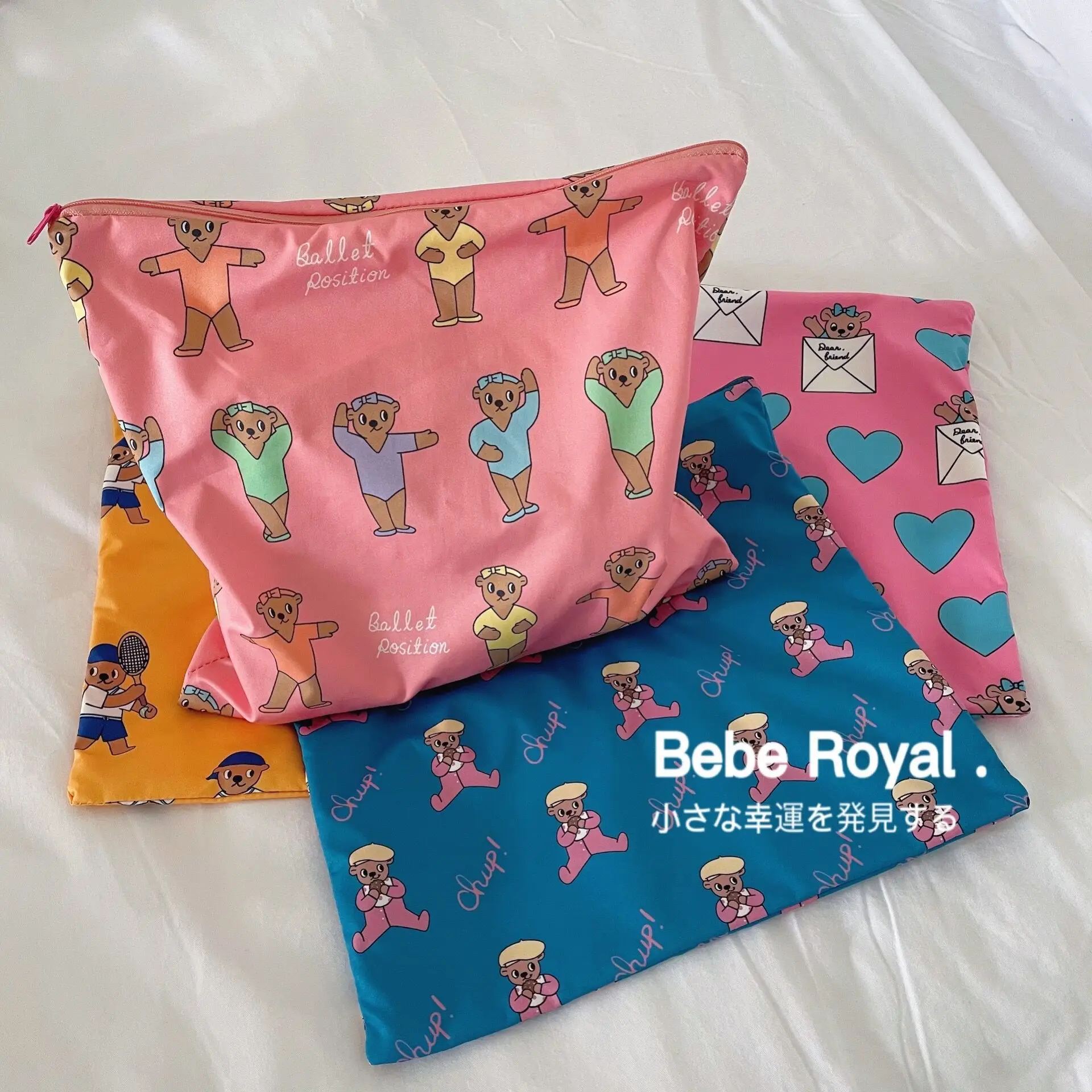 Portable Baby Diaper Storage Bag Nappy Caddy Organizer Cute Bear Mommy Bag Girls Cosmetic Bag Outdoor Travel Makeup Toilet Bag