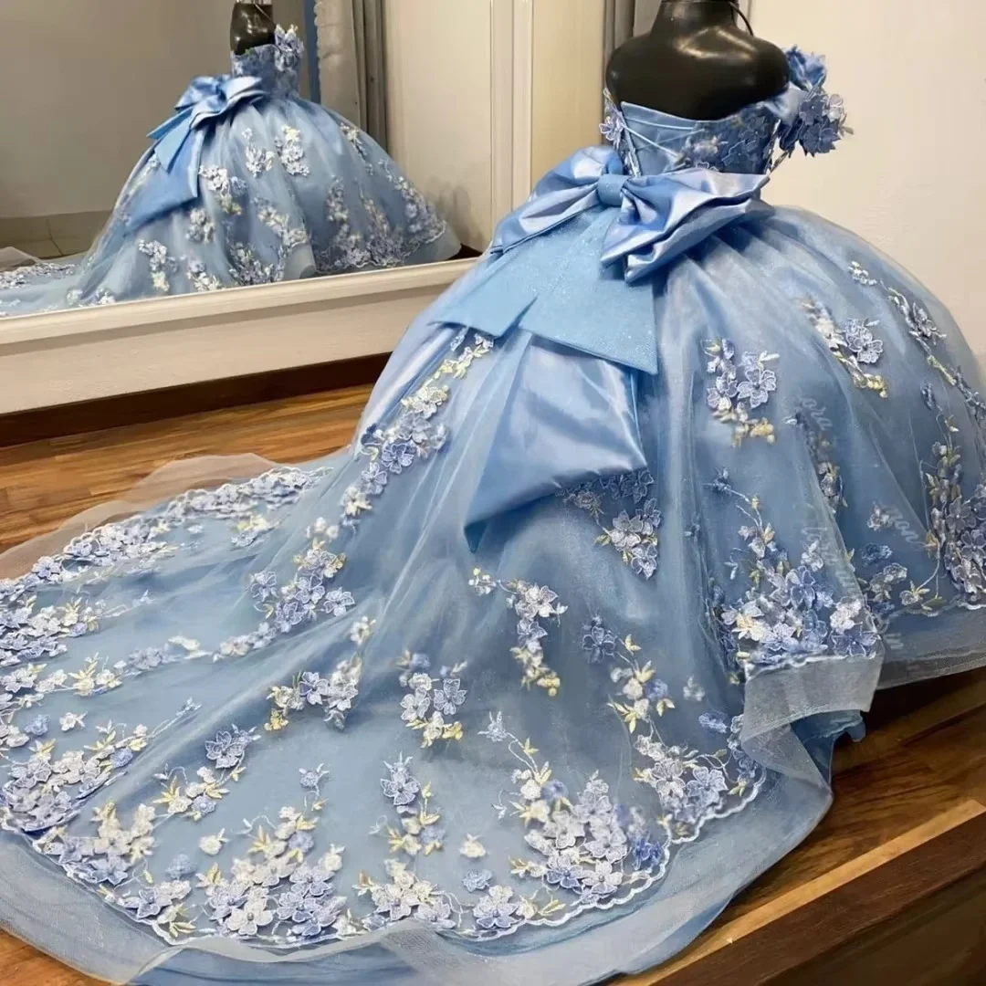 Individuell bestickte Schleppe, luxuriöses Prinzessinnenkleid, Blumenmädchenkleid, Ballkleid für Hochzeitszeremonie, Erstkommunion, Taufe