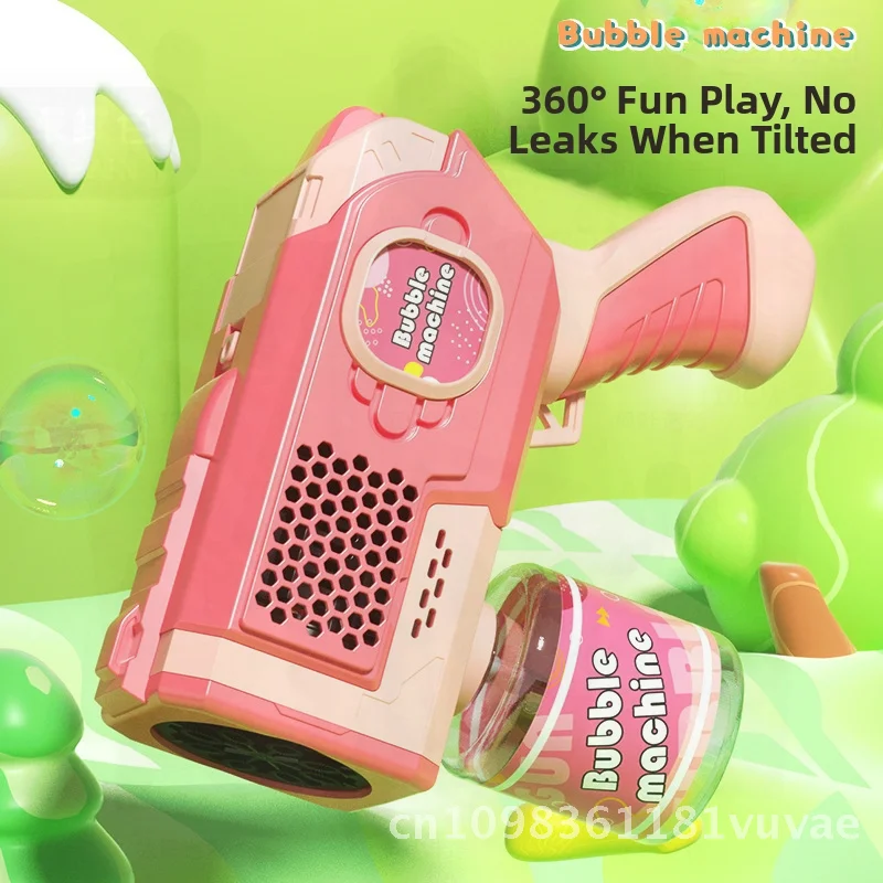 Handheld Automatische Bubble Gun 2024 Netto Rode Ruimte Explosie Ontwerp 8-gaats Bubble Machine voor Kinderen Interactief Speelgoed met Bubble