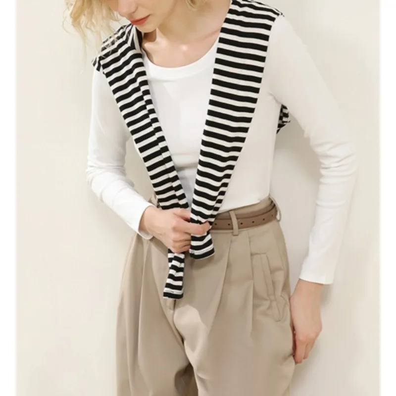 

Autumn Women's Clothing New Bottoming Shirt Women's Round Neck Slim and Thin Solid Color Elastic Cotton Outer Wear Inner Top